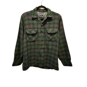 VTG Pendleton Women’s Pure Virgin Wool Plaid Button-Up Shirt Size M Made in USA